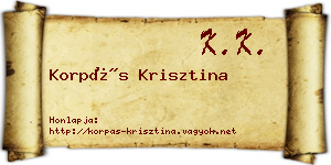 Korpás Krisztina névjegykártya